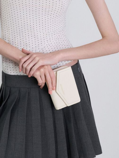 Stitch Trim Envelope Wallet, Cream, hi-res