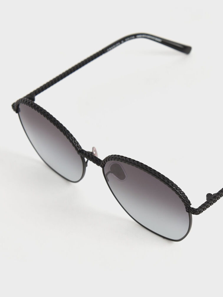 Braided Butterfly Sunglasses, Black, hi-res