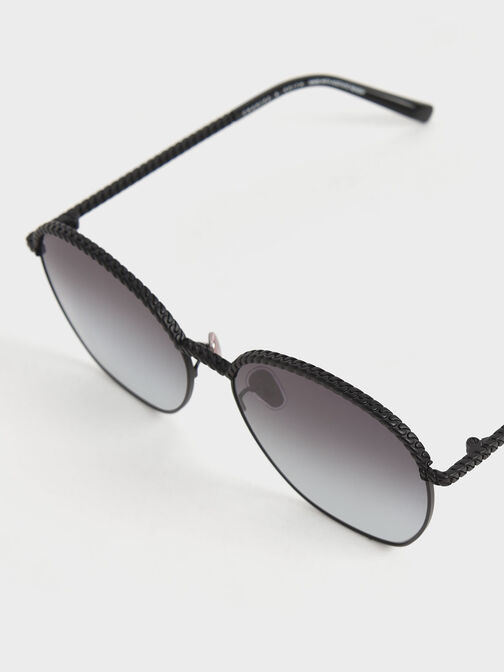 Braided Butterfly Sunglasses, Black, hi-res