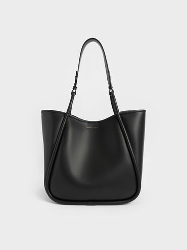 Large Slouchy Tote Bag, Black, hi-res