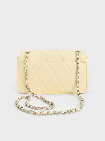Arwen Diamond-Quilt Shoulder Bag, Butter Yellow, hi-res