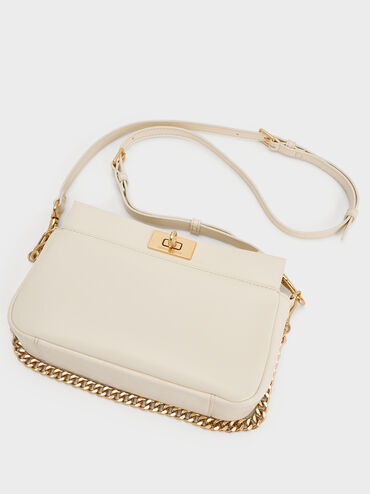 Lennie Chain-Handle Shoulder Bag, Cream, hi-res