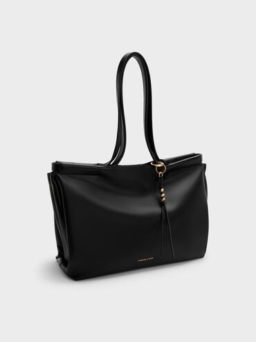 XL Zephyr Tassel Tote Bag, Black, hi-res
