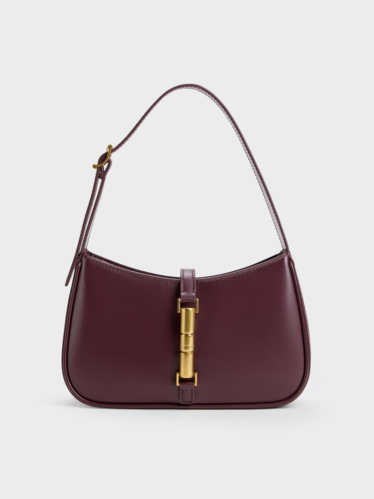 Cesia Metallic Accent Shoulder Bag, Wineberry Red, hi-res