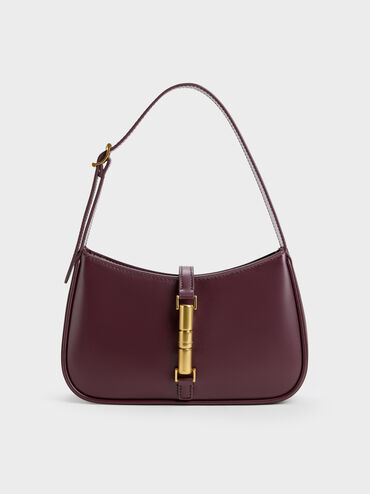 Cesia Metallic Accent Shoulder Bag, Wineberry Red, hi-res