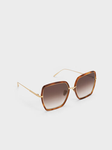 Oversized Square Butterfly Sunglasses, T. Shell, hi-res