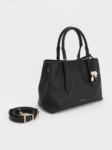 Baral Bead-Charm Tote Bag, Black, hi-res