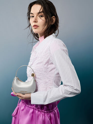 Micro Jesmyn Metallic Two-Way Bag, Silver, hi-res