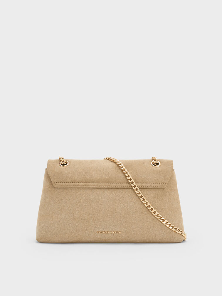 Lilibet Recycled Suede Chain-Strap Bag, Nutmeg Beige, hi-res