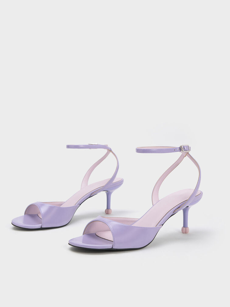 Sculptural Heel Ankle-Strap Pumps, Purple, hi-res