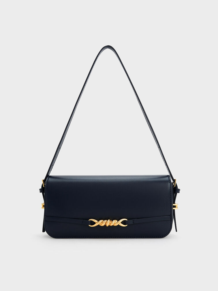 Henrietta Shoulder Bag, Navy, hi-res