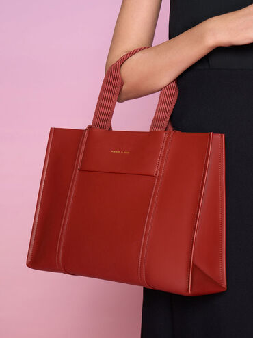 Shalia Tote Bag, Brick, hi-res