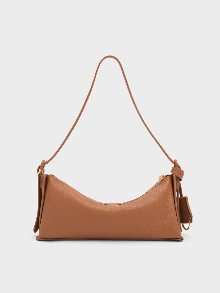 Leather Elongated Shoulder Bag, Cinnamon Tan, hi-res