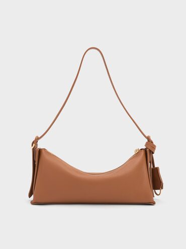 Leather Elongated Shoulder Bag, Cinnamon Tan, hi-res