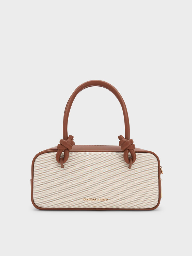 Sammie Canvas Knotted-Handle Elongated Bag, Taupe Canvas, hi-res