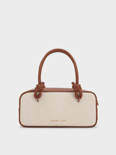 Sammie Canvas Knotted-Handle Elongated Bag, Taupe Canvas, hi-res