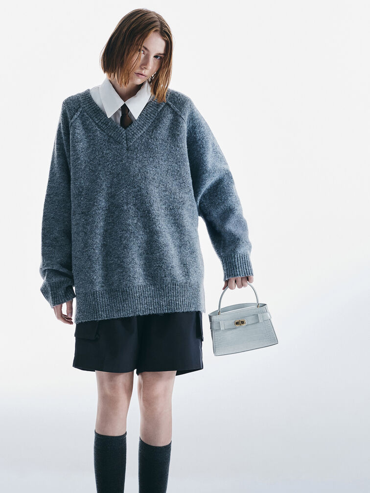 Aubrielle Croc-Effect Top Handle Bag, Sea Salt Blue, hi-res