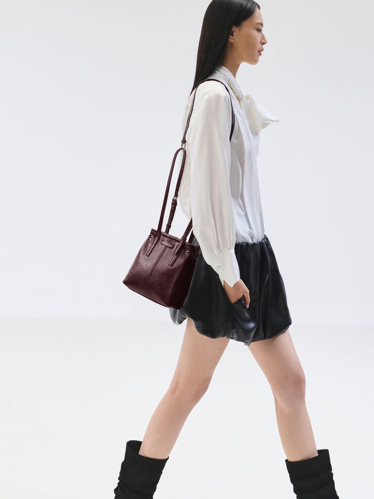 Noane Elongated-Handle Tote Bag, Wineberry Red, hi-res
