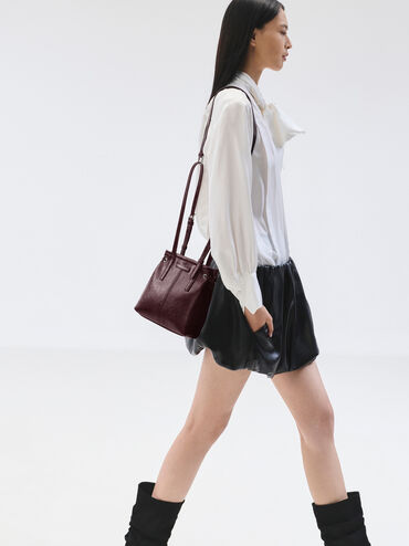 Noane Elongated-Handle Tote Bag, Wineberry Red, hi-res
