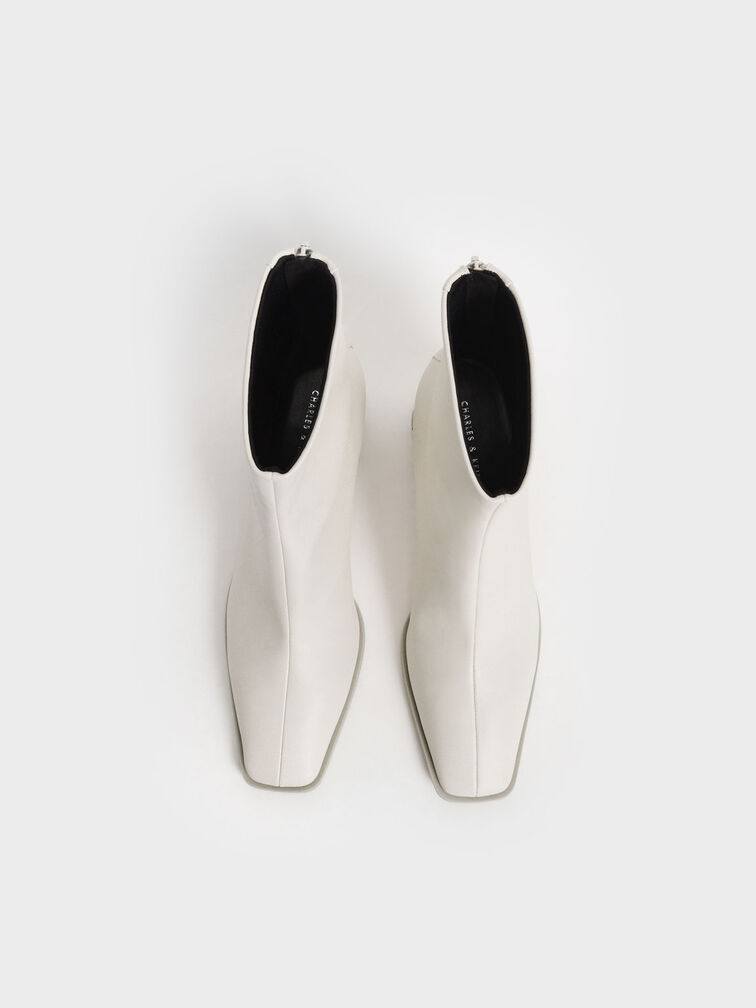 Zip-Up Block Heel Ankle Boots, Chalk, hi-res