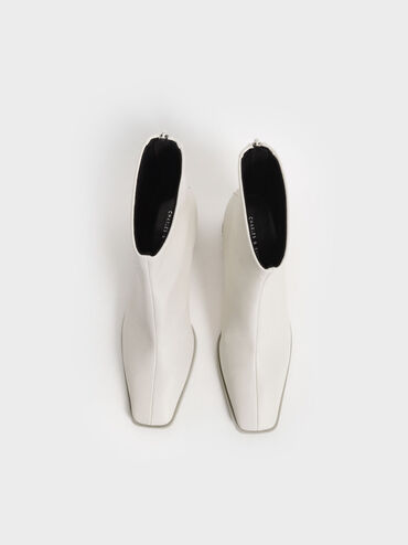 Zip-Up Block Heel Ankle Boots, Chalk, hi-res