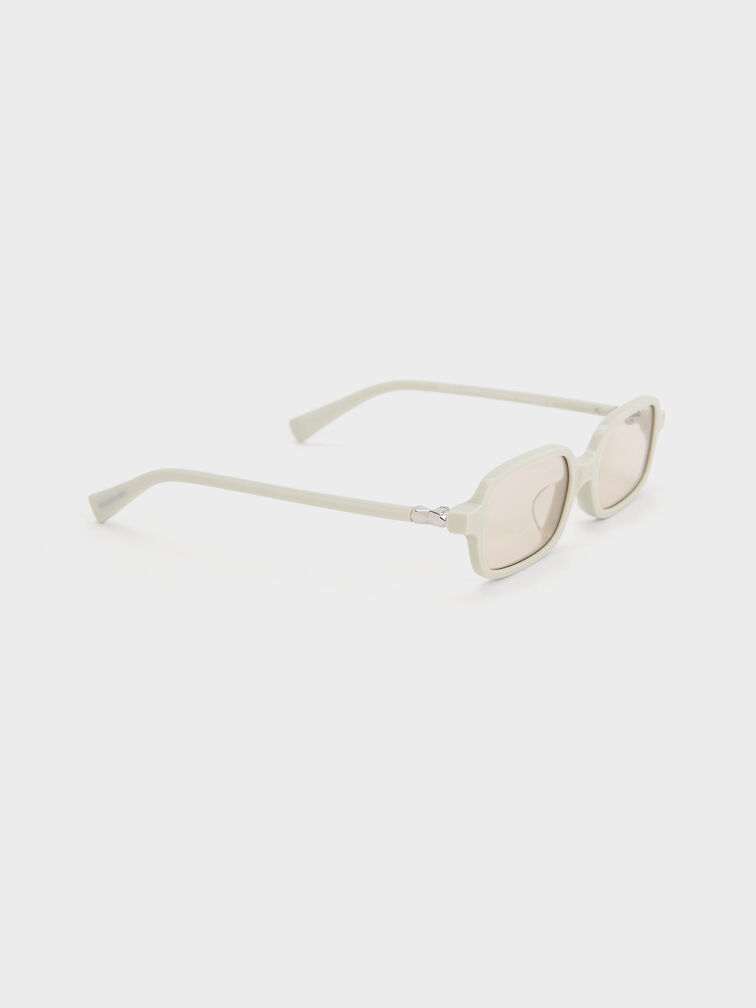 Bree Recycled Acetate Rectangular Sunglasses, Chalk, hi-res