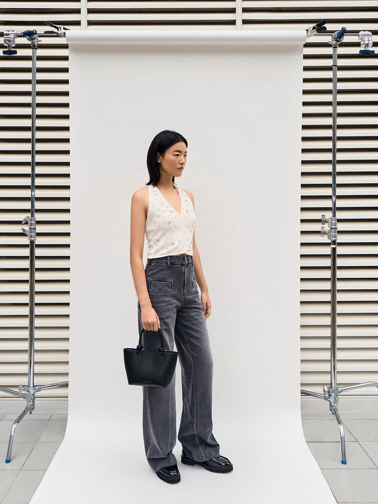 Sabine Knotted-Handle Tote Bag, Jet Black, hi-res