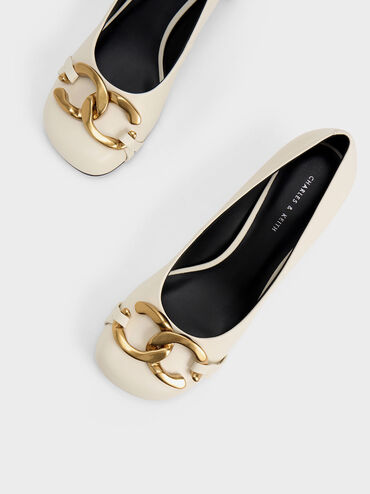 Chunky Metallic Accent Pumps, Chalk, hi-res
