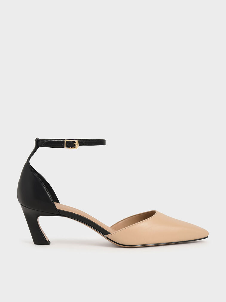 Slant Heel Ankle Strap Pumps, Multi, hi-res