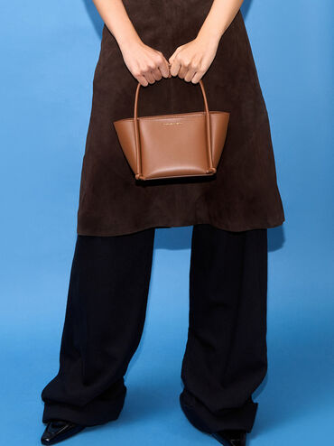 Elora Elongated-Handle Tote Bag, Tan, hi-res