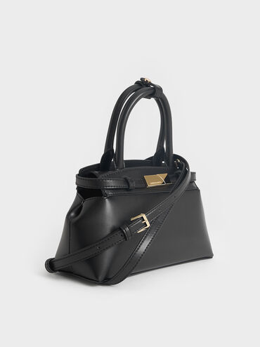 Aurelia Metallic-Accent Elongated Tote, Black, hi-res