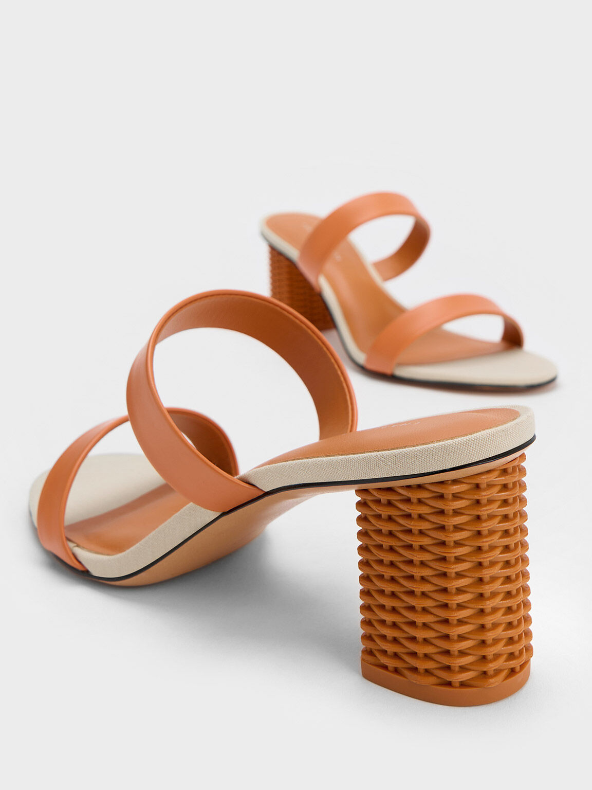 Orange sandals online block heel