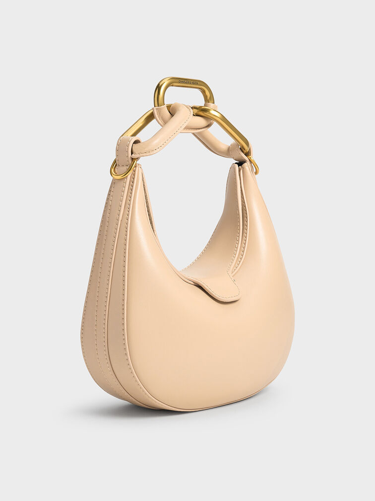 Mini Kora Chain-Link Moon Bag, Beige, hi-res