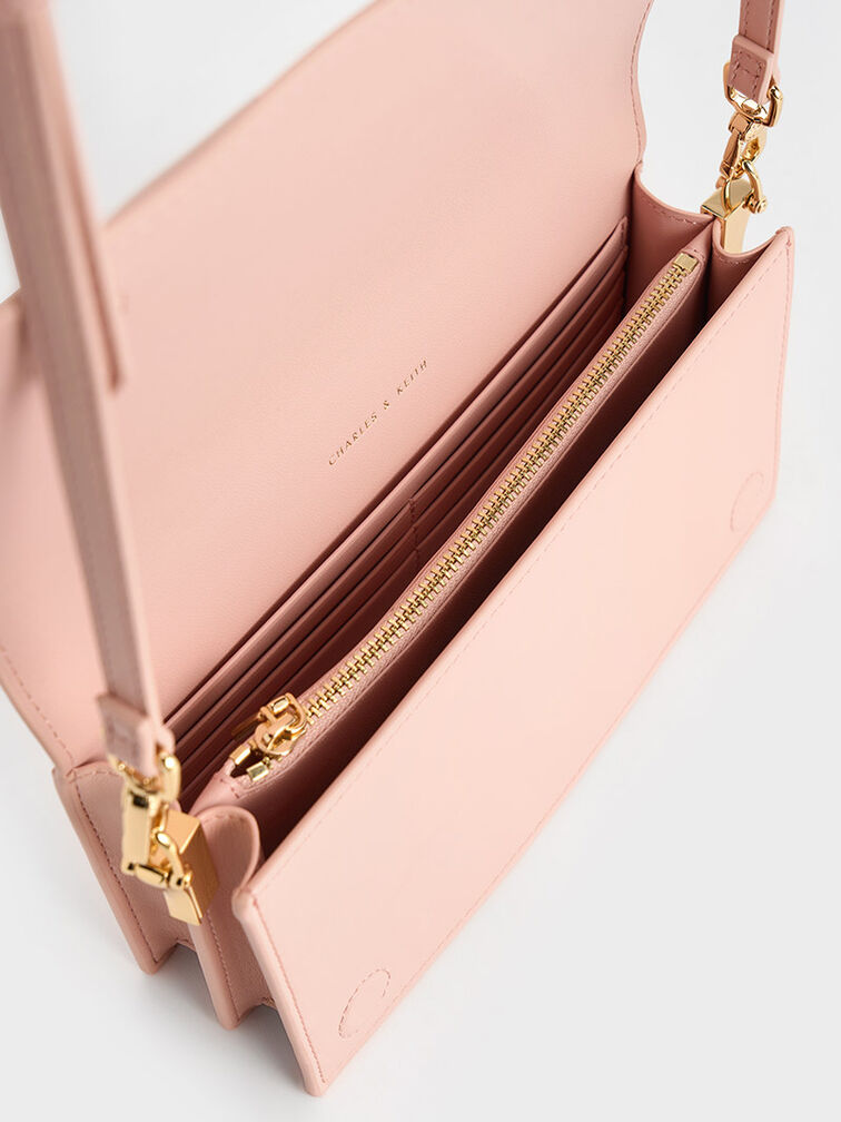 Alcott Scarf Handle Quilted Clutch, Pink, hi-res