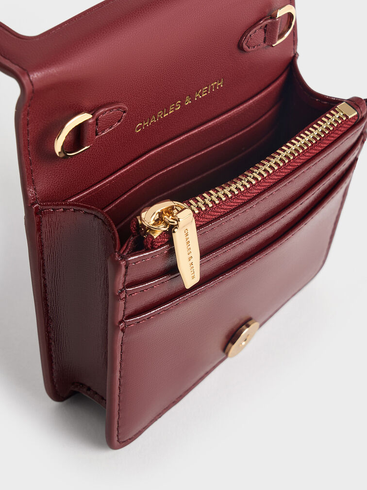 Agatha Chain-Accent Card Holder, Burgundy, hi-res