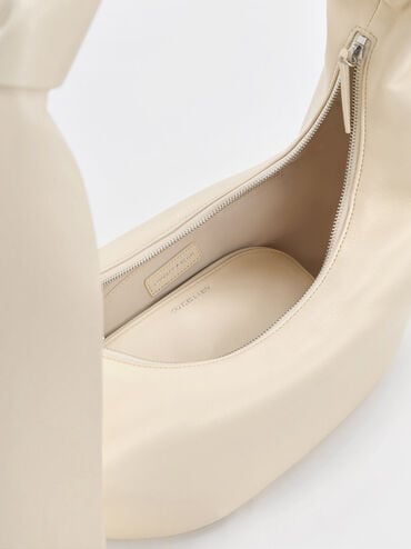 Toni Knotted Crescent Hobo Bag, Chalk, hi-res