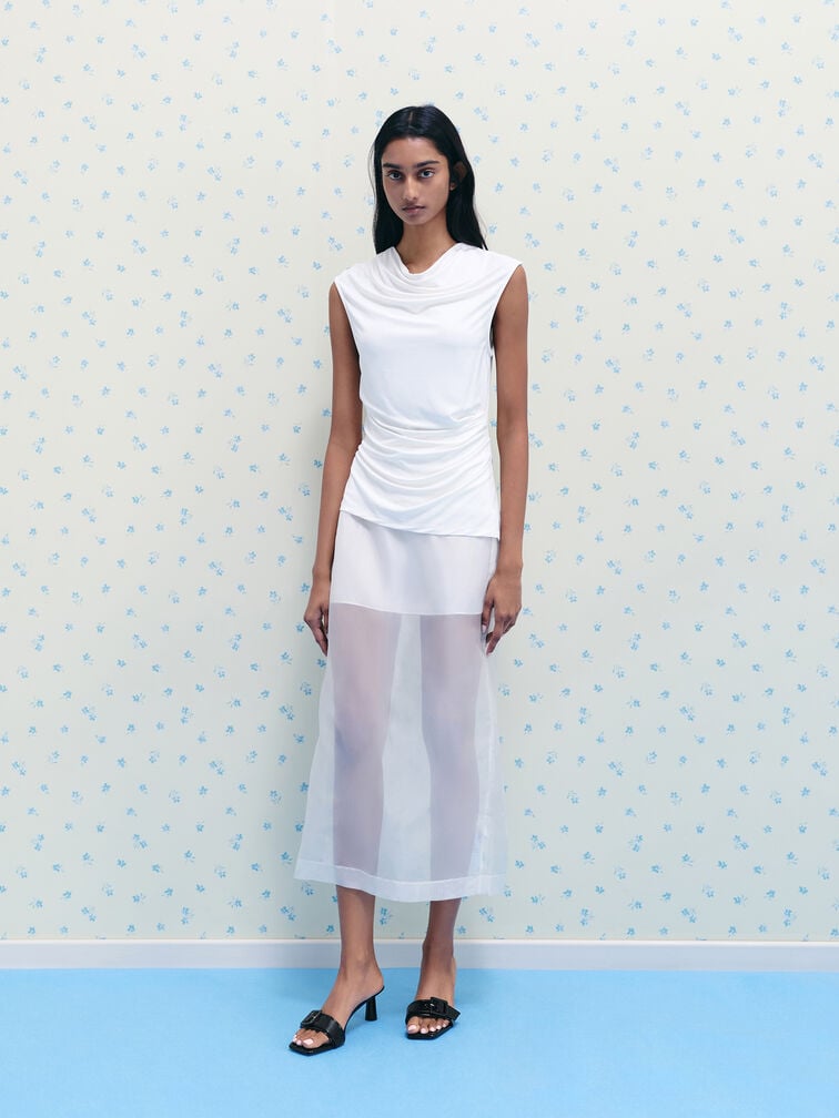 Patent Buckle-Strap Heeled Mules, Black Patent, hi-res