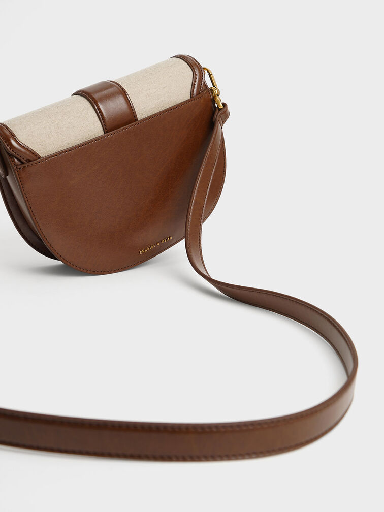 Gabine Two-Tone Saddle Bag, Chocolate, hi-res