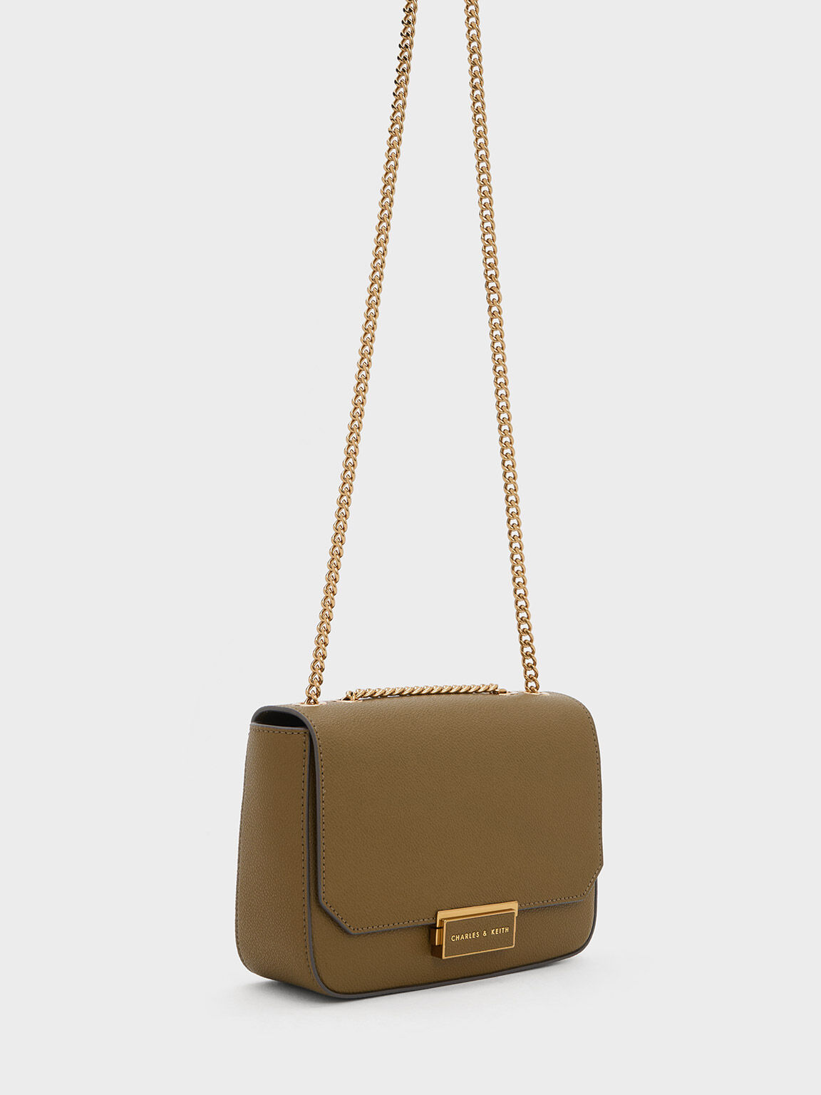 Khaki Mini Sue Chain Strap Shoulder Bag CHARLES KEITH IN