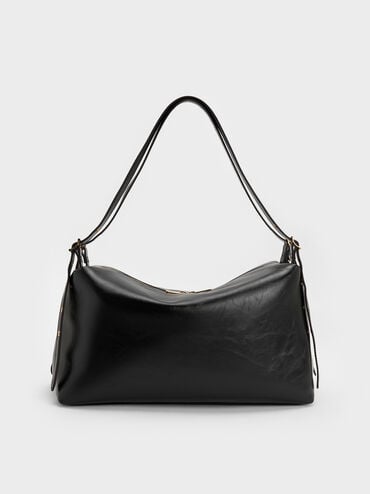 Rey Slouchy Shoulder Bag, Black, hi-res