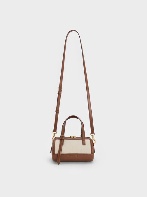 Enola Canvas Two-Tone Bowling Bag, Chocolate, hi-res