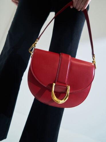 Gabine Saddle Bag, Red, hi-res