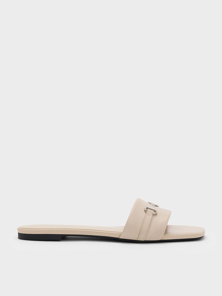 Leslie Slide Sandals, Beige, hi-res