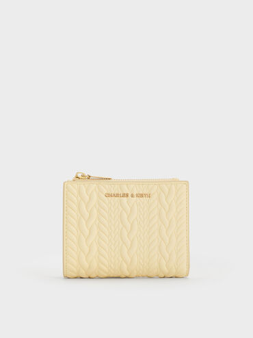 Apolline Textured Top-Zip Wallet, Butter Yellow, hi-res
