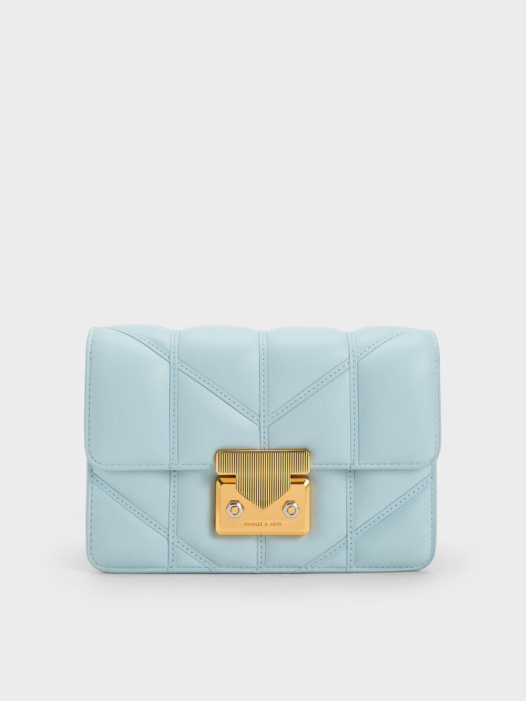 Eudora Chevron Boxy Bag, Blue, hi-res