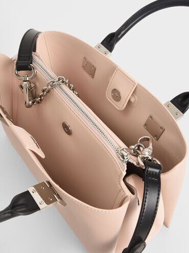 Cameron Double Top Handle Bag, Pink, hi-res