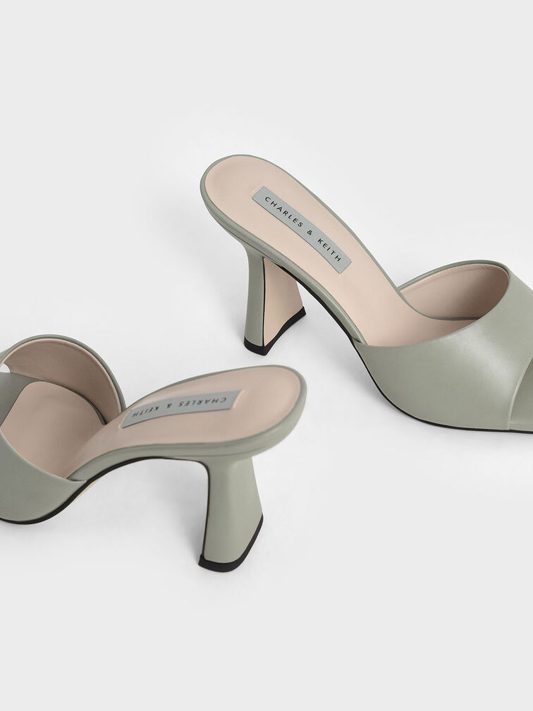 Square Toe Heeled Mules, Sage Green, hi-res