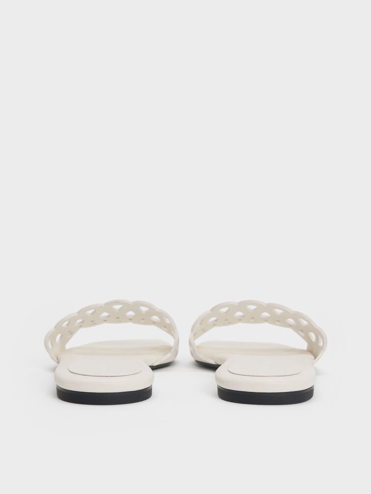 Cut-Out Slide Sandals, White, hi-res