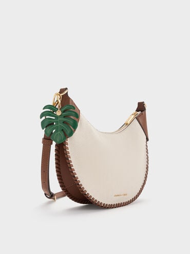 Blume Canvas Braided Curved Hobo Bag, Taupe Canvas, hi-res