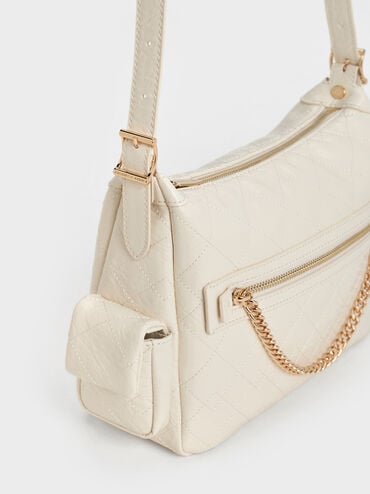 Duo Quilted Shoulder Bag, Cream, hi-res